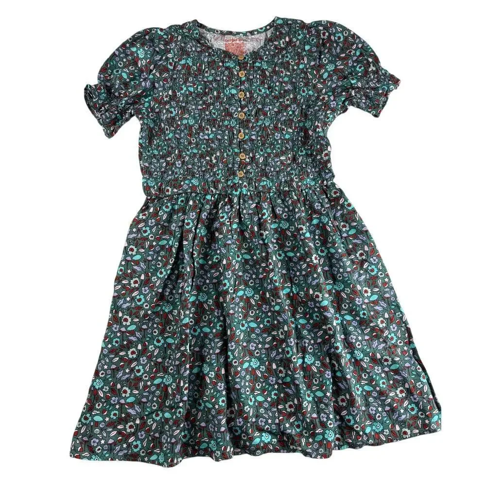 Cat & Jack Girls' Dusty Green Floral Dress - Size XL (14)